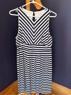 LOFT Navy & White Striped Sleeveless  Dress